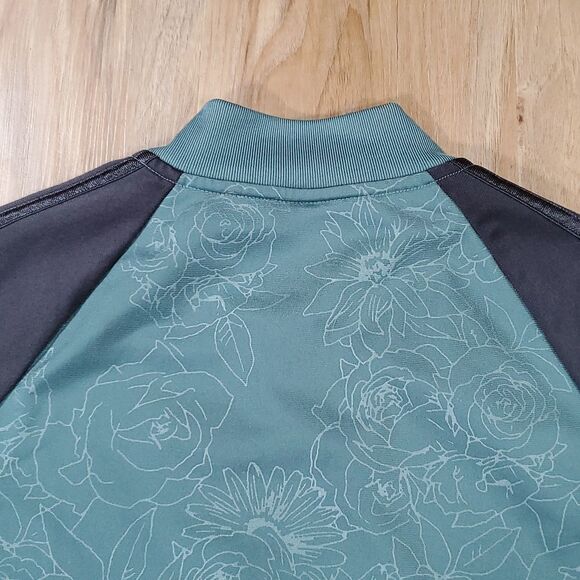 🔹️Adidas Sage Green Embossed Floral Print Track Jacket Small - Picture 4 of 9